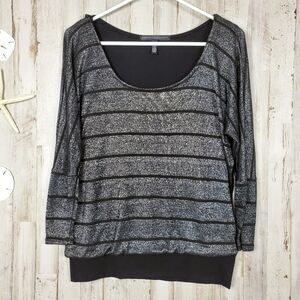 White House Black Market Layered Blouse Black Size Small